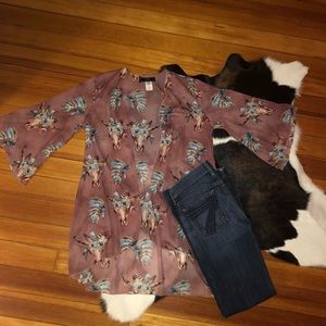 Pale Pink Skull Kimono